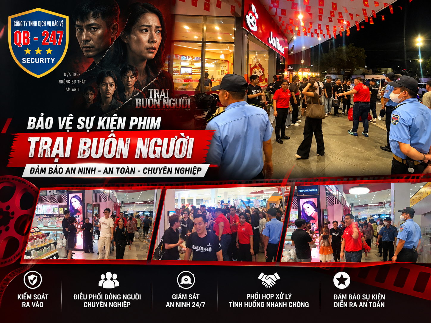 Bảo vệ sự kiện phim trại buôn người