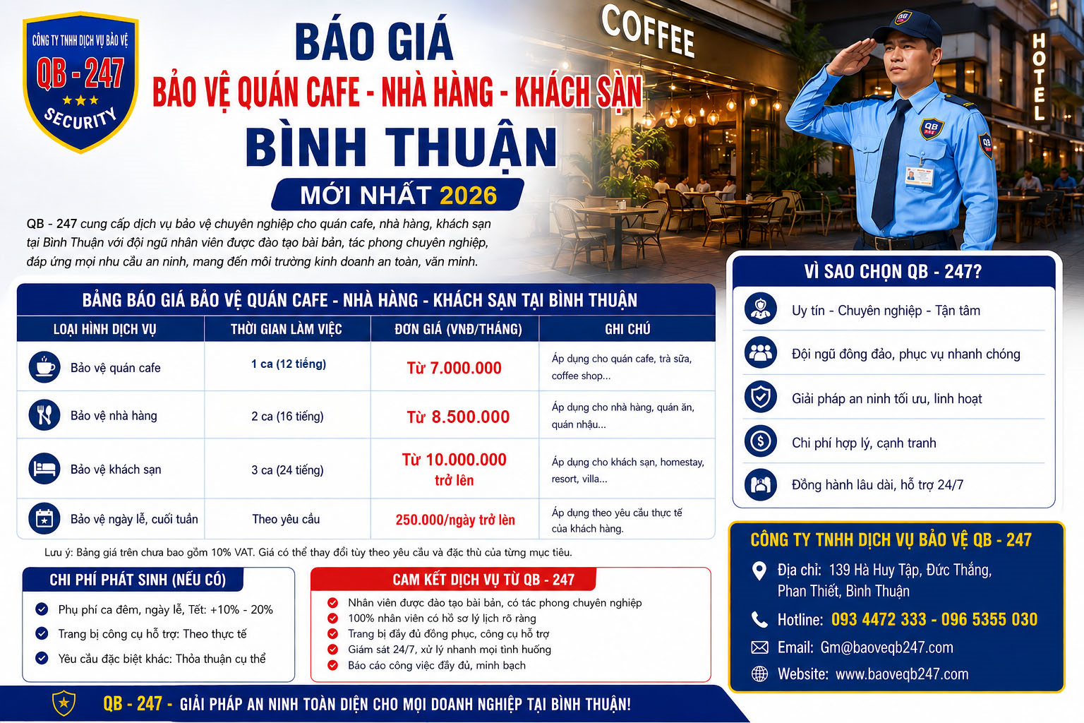 Báo Giá Bảo Vệ Quán Cafe - Nhà Hàng - Khách Sạn Bình Thuận