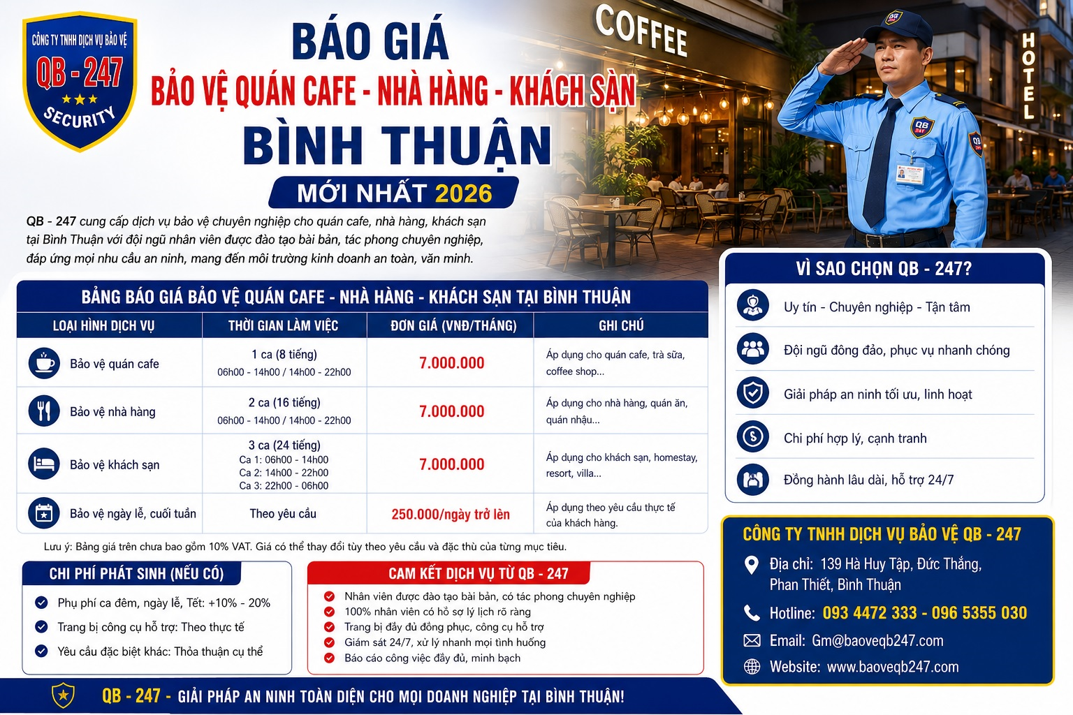 Báo Giá Bảo Vệ Quán Cafe - Nhà Hàng - Khách Sạn Bình Thuận